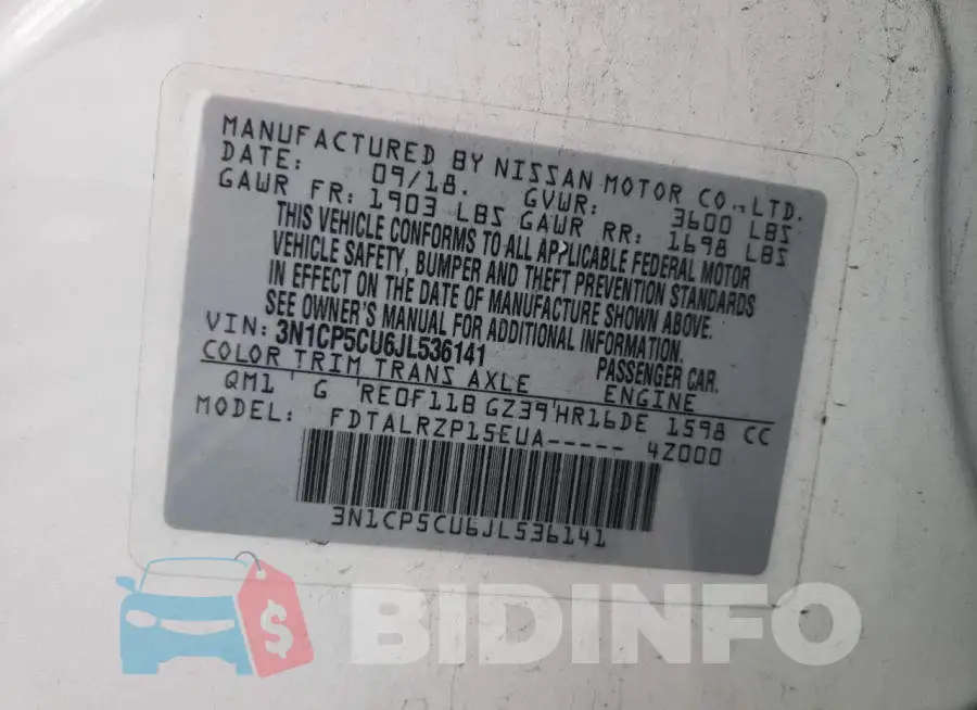 3N1CP5CU6JL536141 Photo# 12