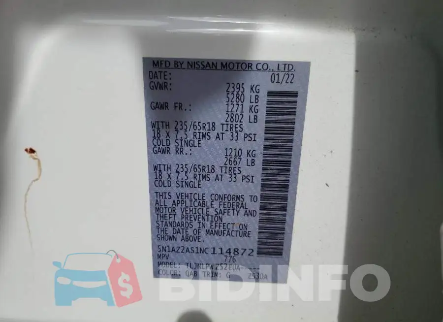 5N1AZ2AS1NC114872 Photo# 13