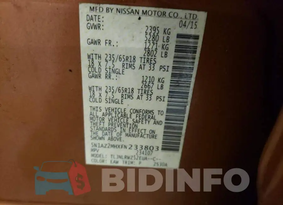 5N1AZ2MHXFN233803 Photo# 12