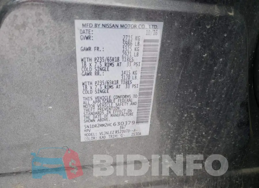 5N1DR2MM2HC630379 Photo# 13