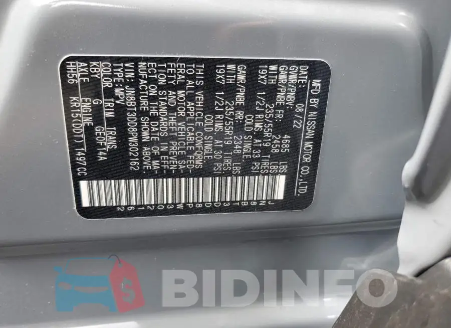 JN8BT3DD8PW302162 Photo# 12