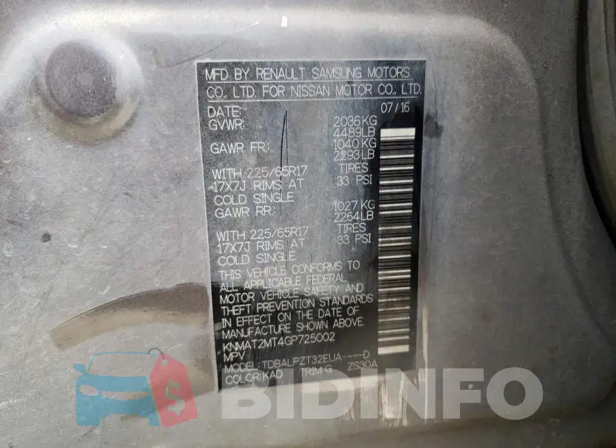 KNMAT2MT4GP725002 Photo# 12