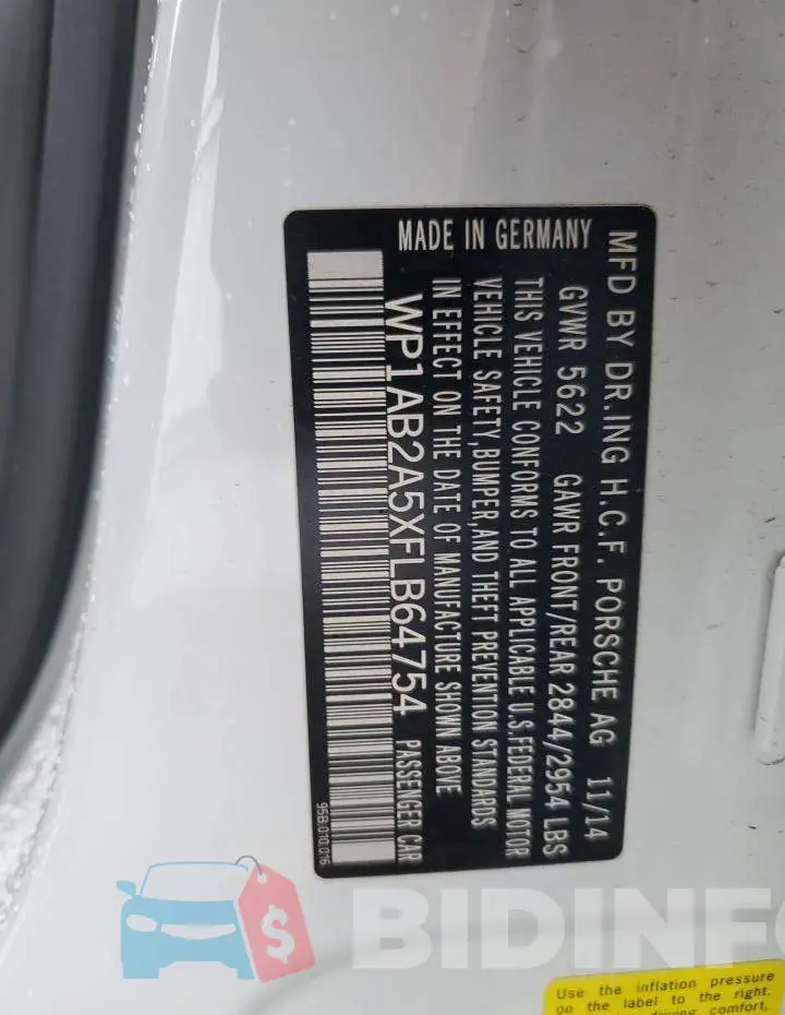 WP1AB2A5XFLB64754 Photo# 12