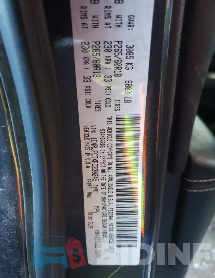 1C4RJFCTXFC230245 Photo# 13