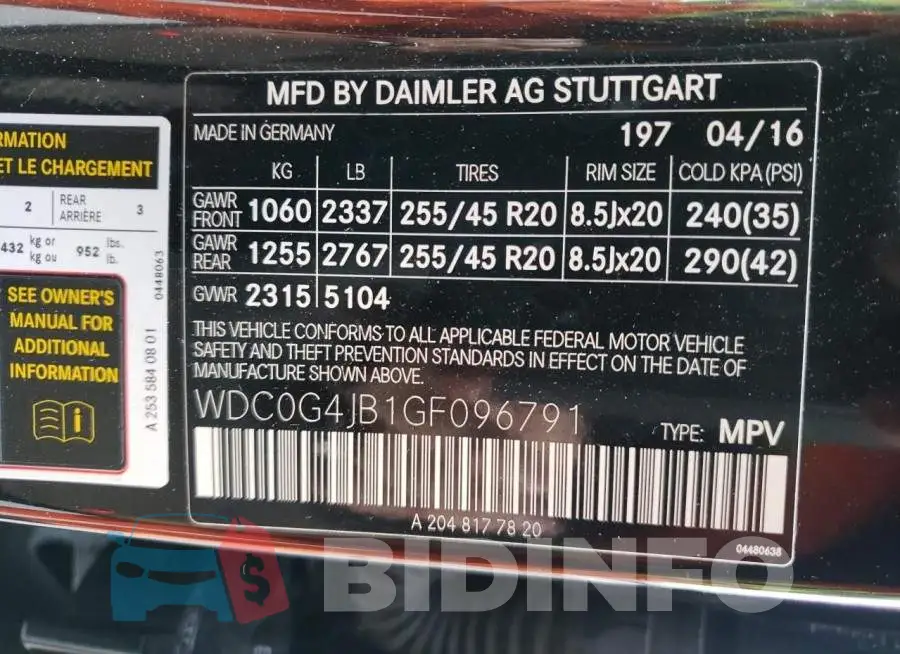 WDC0G4JB1GF096791 Photo# 13