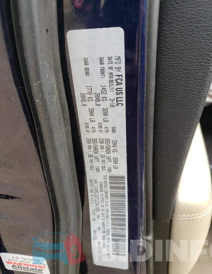1C4RDJDG7JC341369 Photo# 13