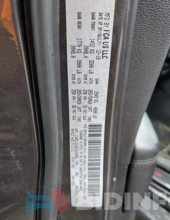 1C4RDJDGXKC633499 Photo# 14