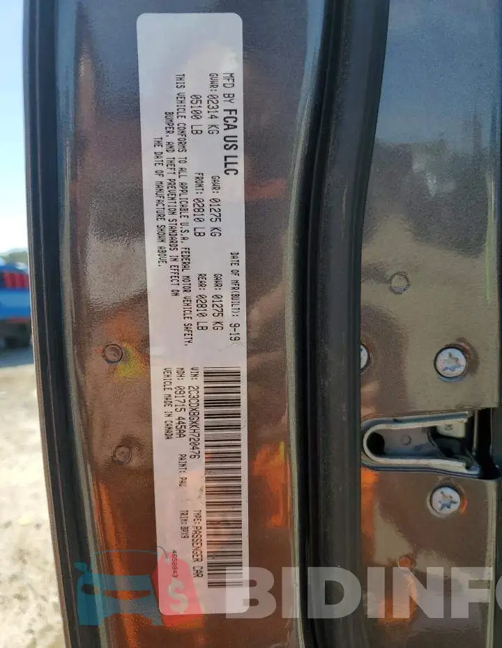 2C3CDXBGXKH720476 Photo# 12