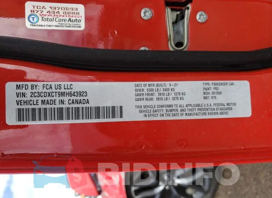 2C3CDXCT9MH643923 Photo# 13