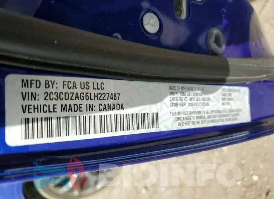 2C3CDZAG6LH227487 Photo# 12