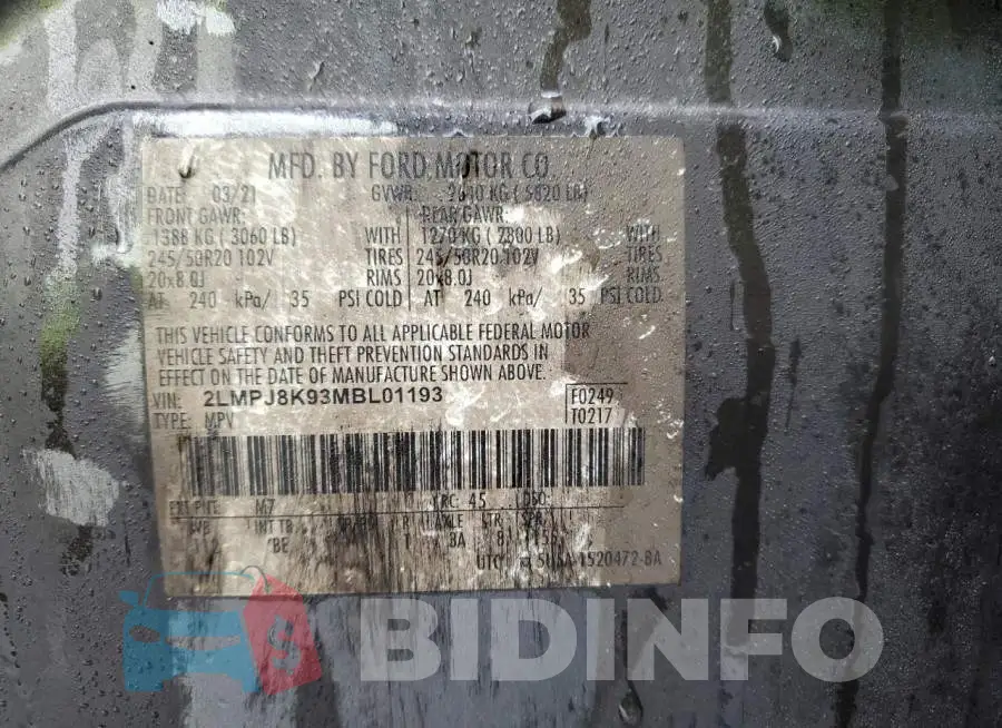 2LMPJ8K93MBL01193 Photo# 13