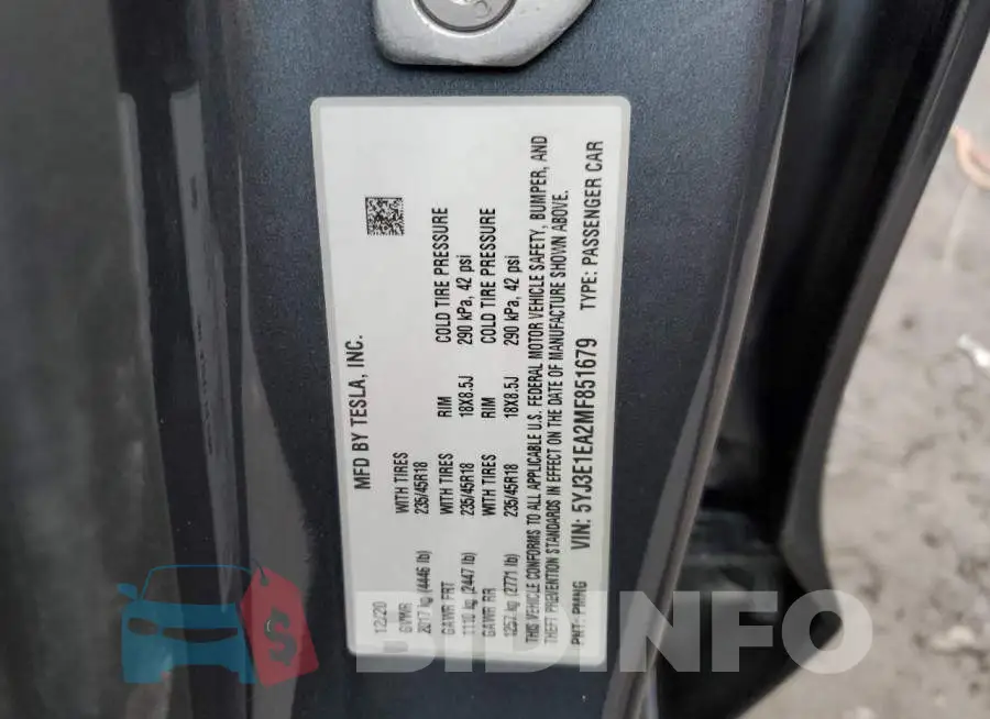 5YJ3E1EA2MF851679 Photo# 13