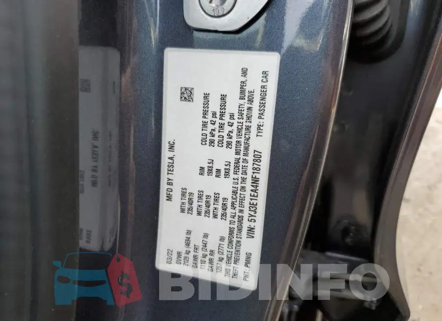 5YJ3E1EA4NF187807 Photo# 12