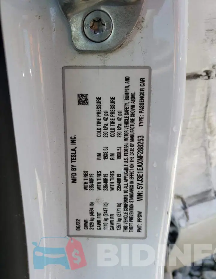 5YJ3E1EAXNF288253 Photo# 12