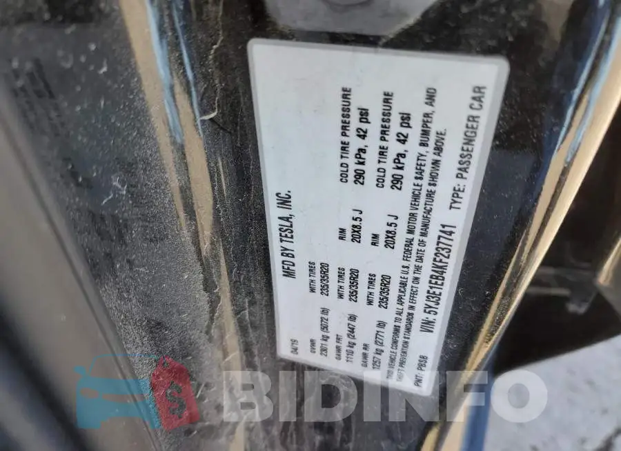5YJ3E1EB4KF237741 Photo# 12
