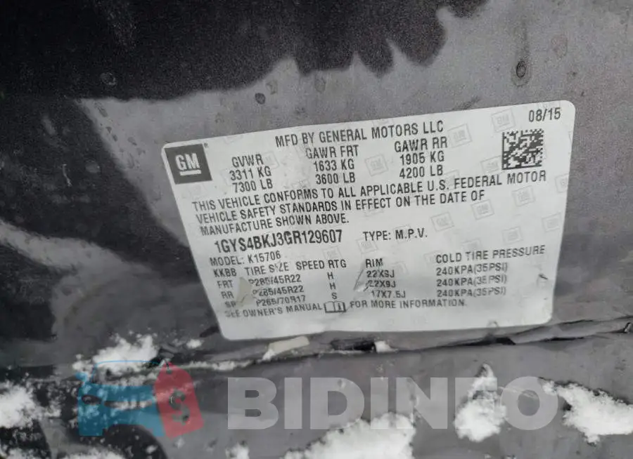 1GYS4BKJ3GR129607 Photo# 12