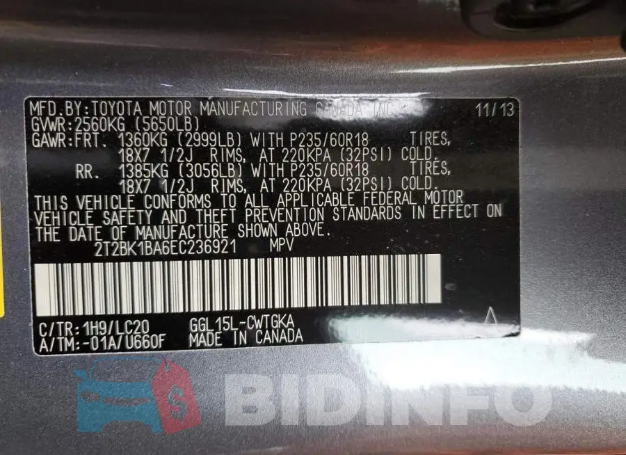 2T2BK1BA6EC236921 Photo# 13