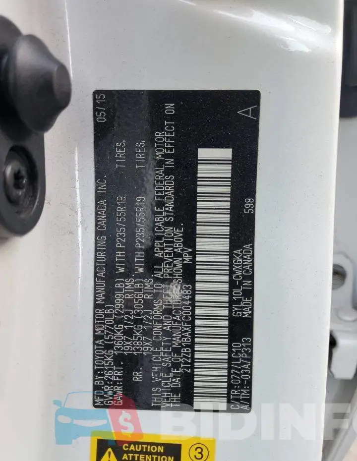 2T2ZB1BAXFC004483 Photo# 13