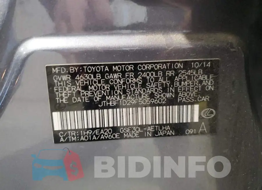 JTHBF1D29F5059602 Photo# 12
