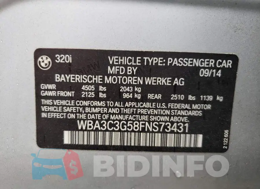 WBA3C3G58FNS73431 Photo# 12