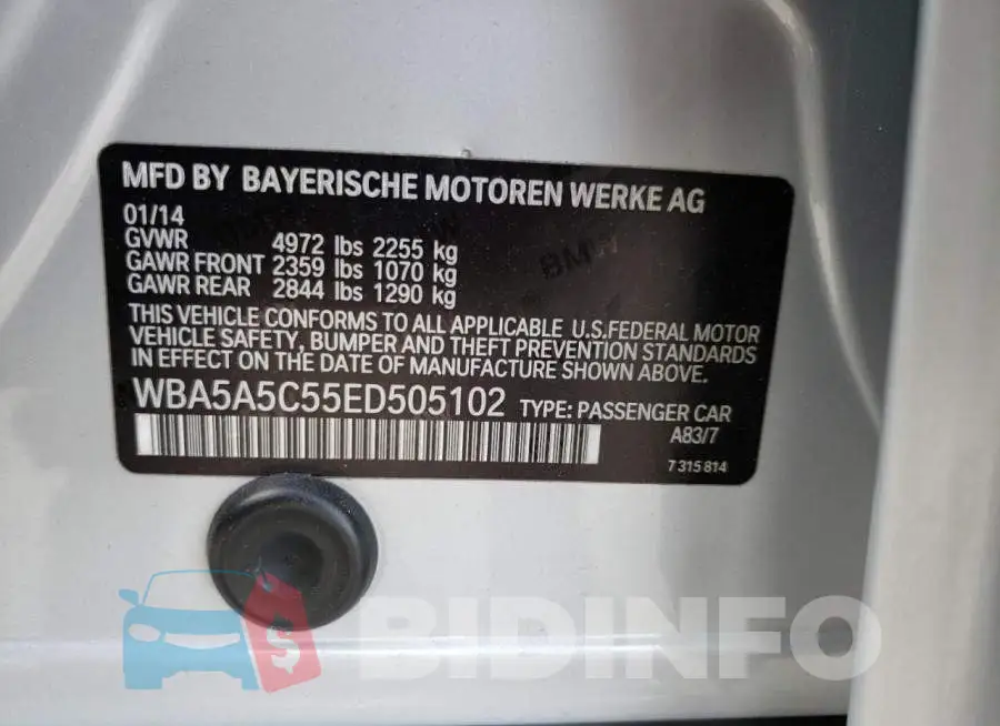 WBA5A5C55ED505102 Photo# 12