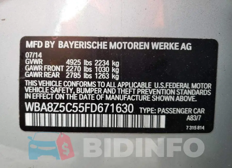 WBA8Z5C55FD671630 Photo# 12