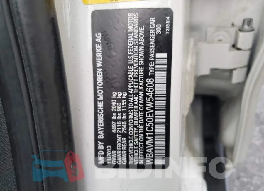 WBAVM1C50EVW54608 Photo# 13