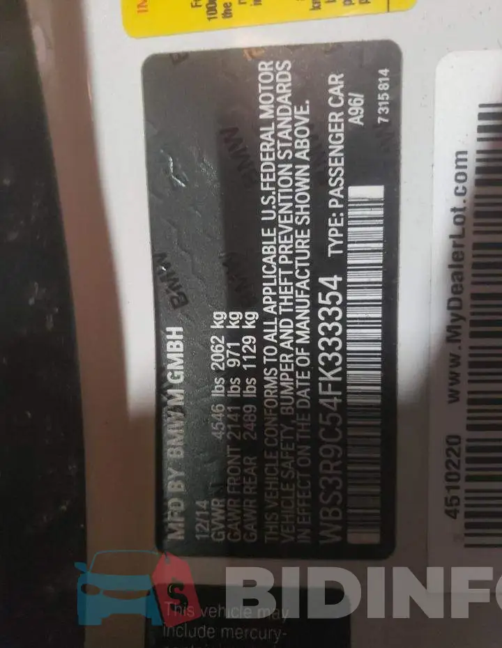 WBS3R9C54FK333354 Photo# 13