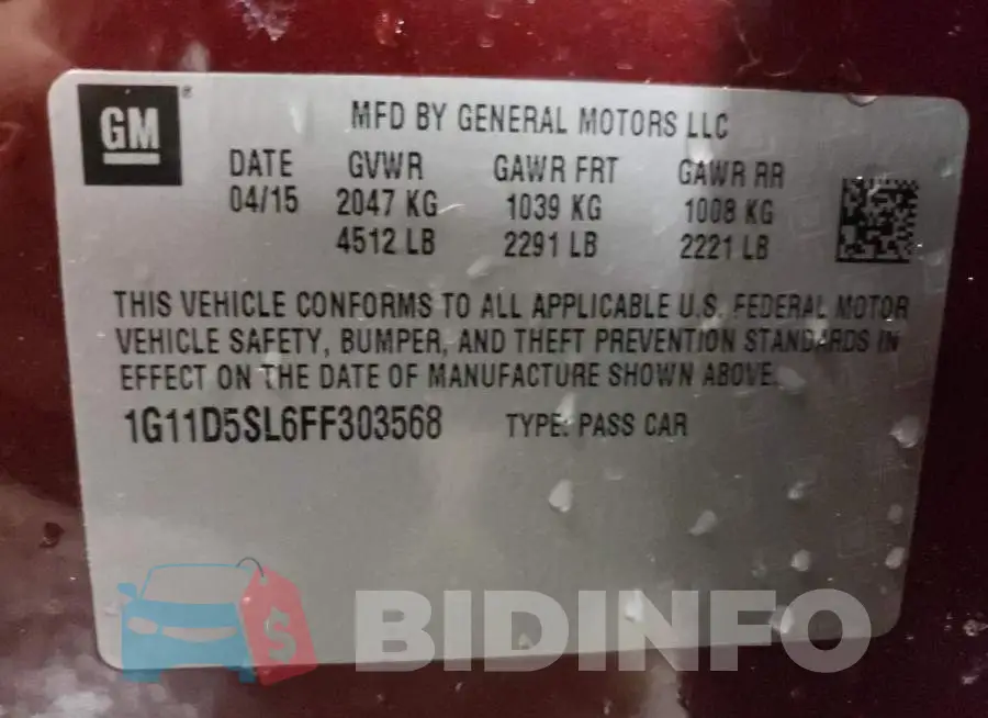 1G11D5SL6FF303568 Photo# 12