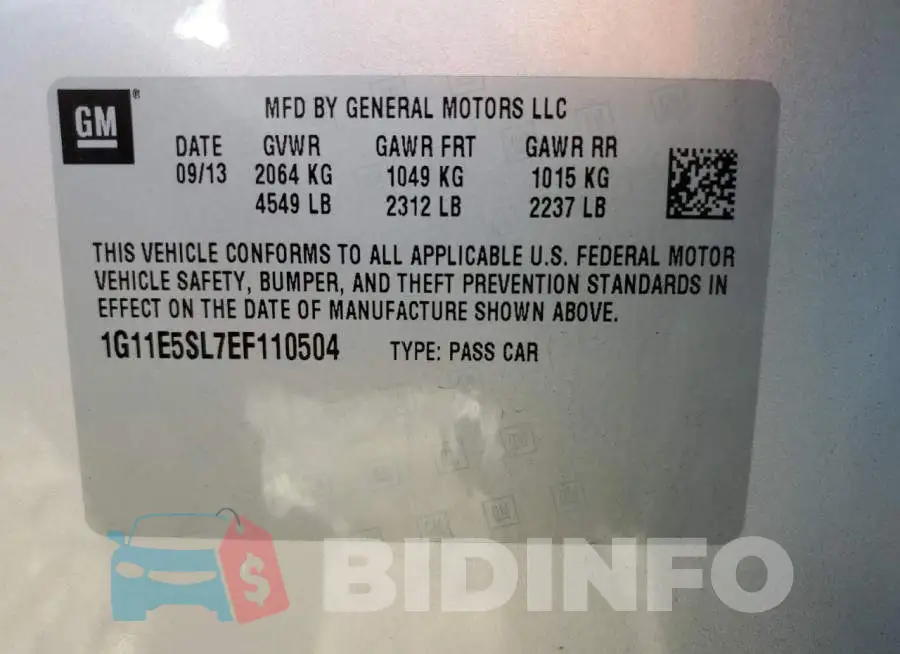 1G11E5SL7EF110504 Photo# 10