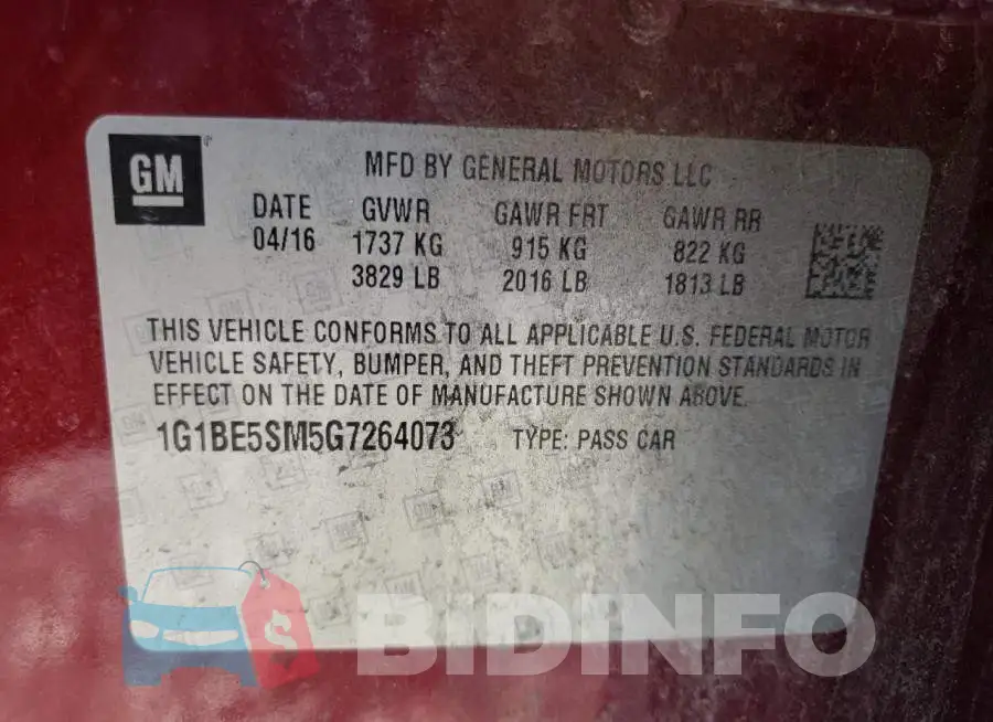 1G1BE5SM5G7264073 Photo# 13