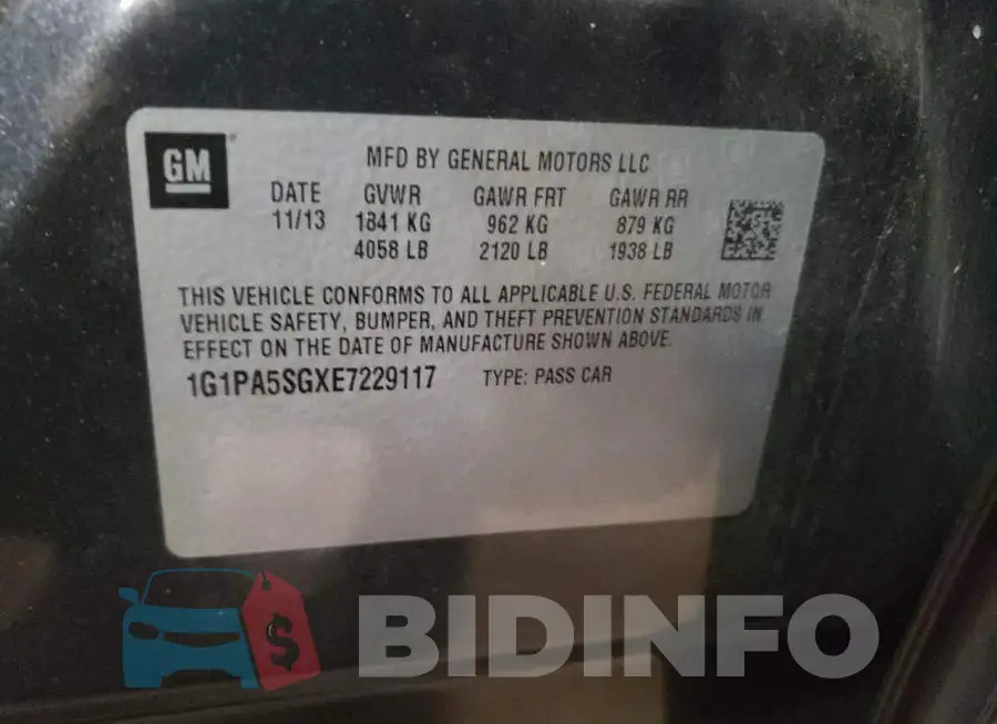 1G1PA5SGXE7229117 Photo# 10