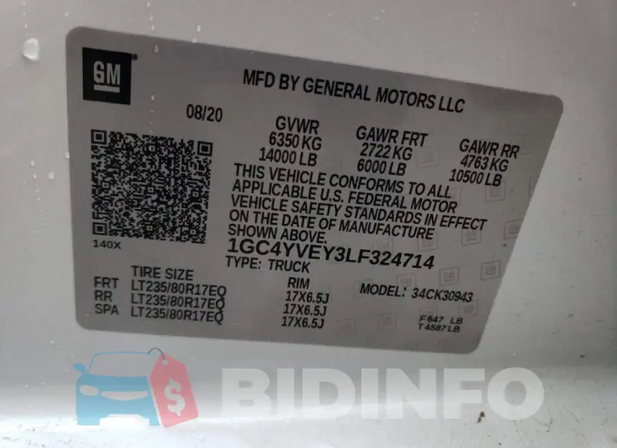 1GC4YVEY3LF324714 Photo# 12