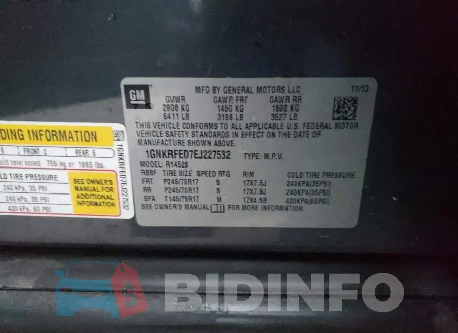 1GNKRFED7EJ227532 Photo# 13