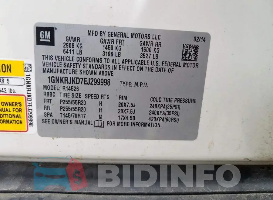 1GNKRJKD7EJ299998 Photo# 10