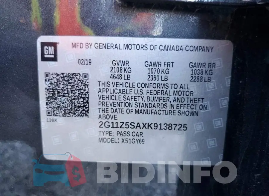 2G11Z5SAXK9138725 Photo# 13