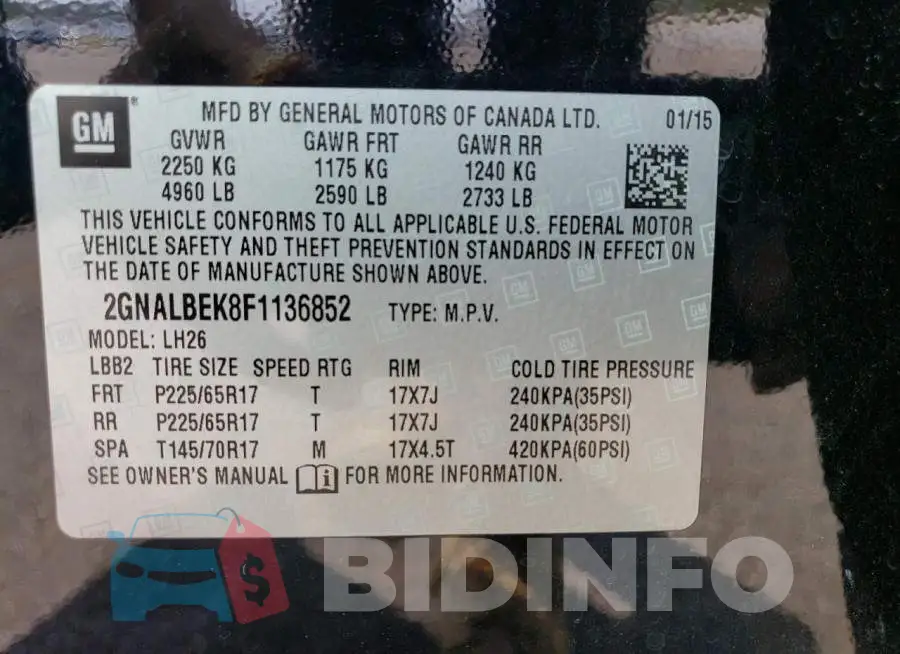 2GNALBEK8F1136852 Photo# 13