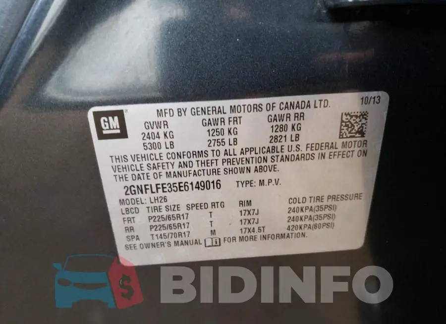 2GNFLFE35E6149016 Photo# 10