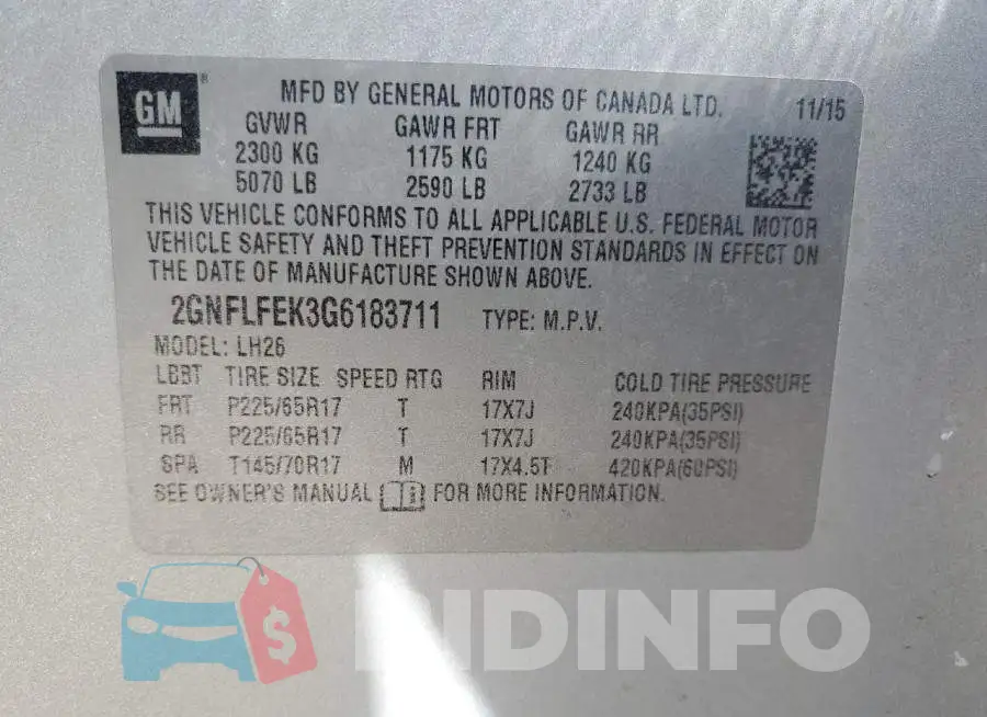 2GNFLFEK3G6183711 Photo# 14