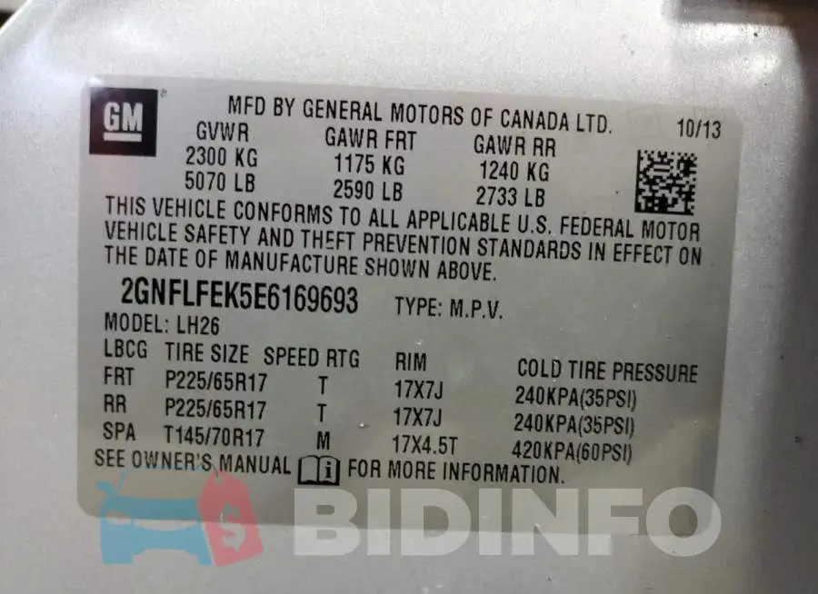2GNFLFEK5E6169693 Photo# 13