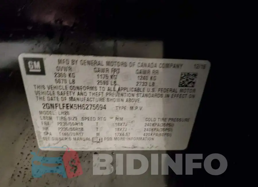 2GNFLFEK5H6275694 Photo# 12