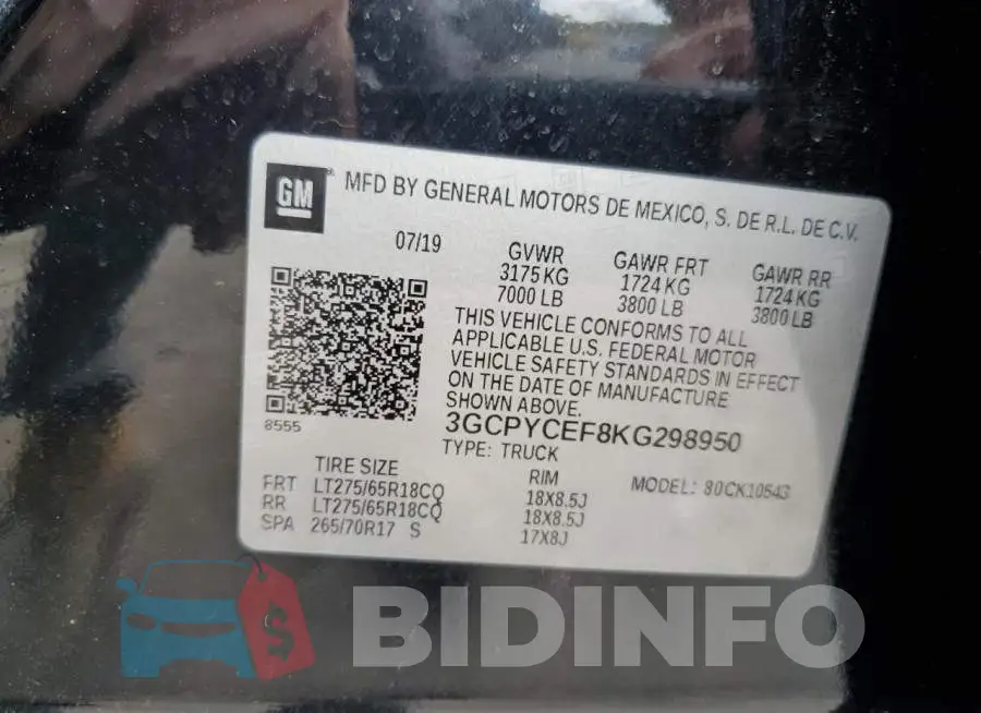 3GCPYCEF8KG298950 Photo# 12