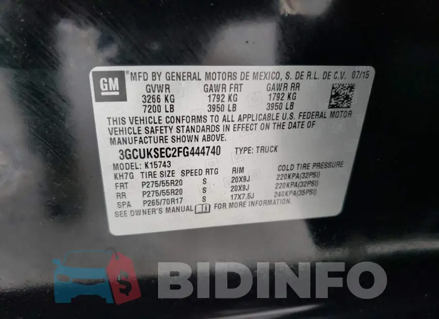 3GCUKSEC2FG444740 Photo# 12
