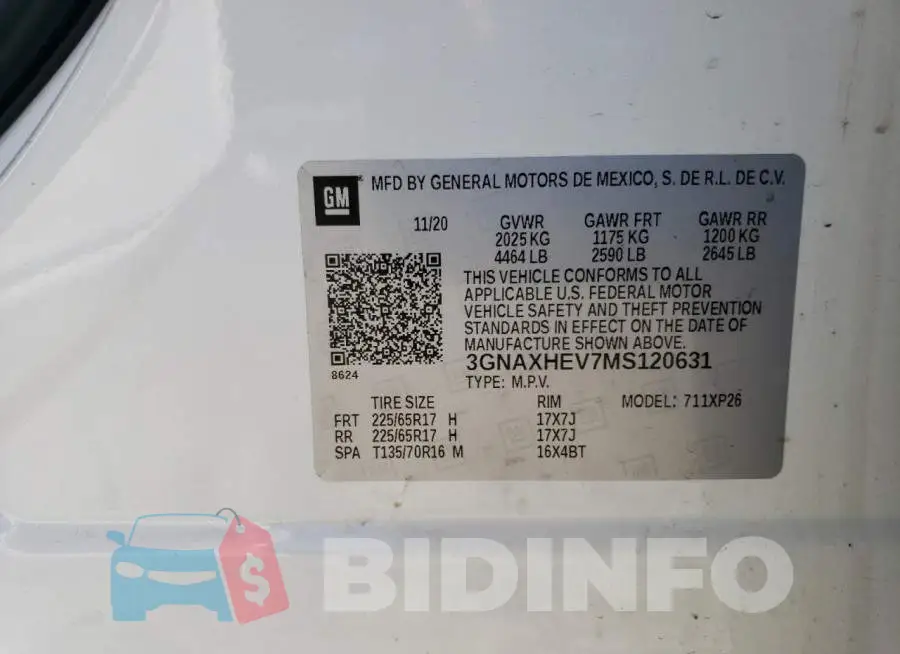 3GNAXHEV7MS120631 Photo# 13