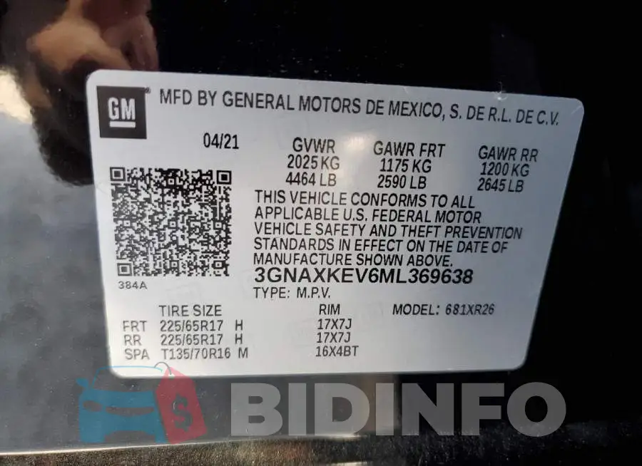 3GNAXKEV6ML369638 Photo# 14