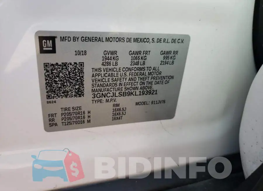 3GNCJLSB9KL193921 Photo# 13