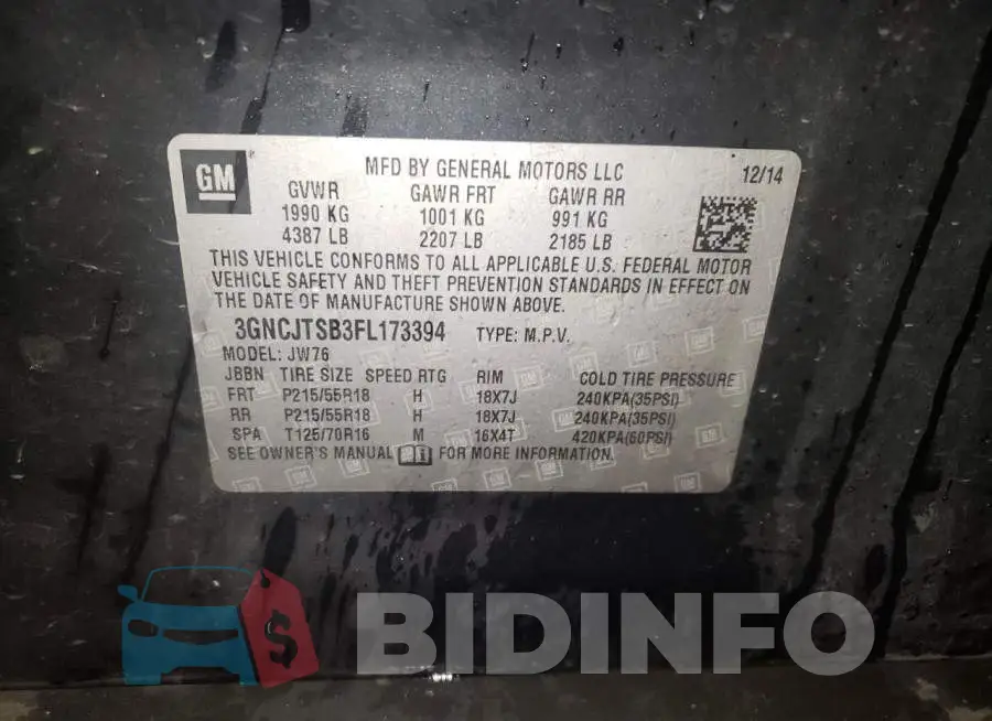 3GNCJTSB3FL173394 Photo# 14