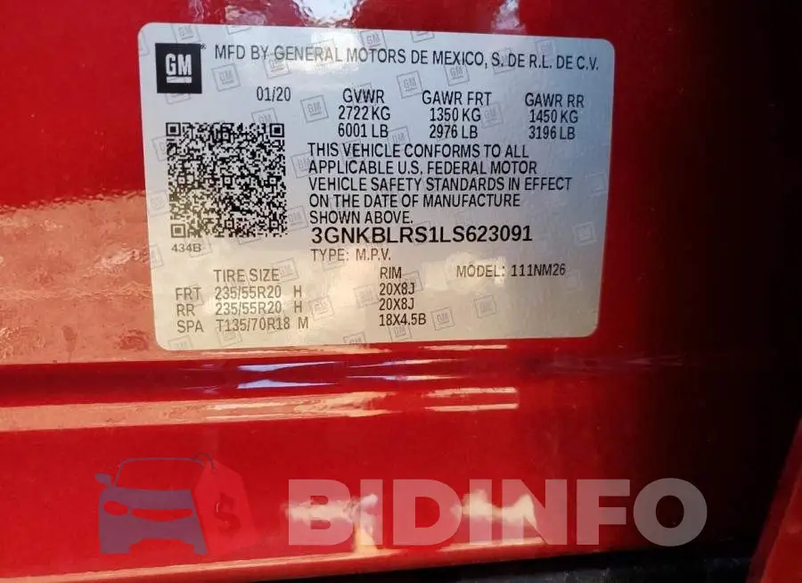 3GNKBLRS1LS623091 Photo# 10