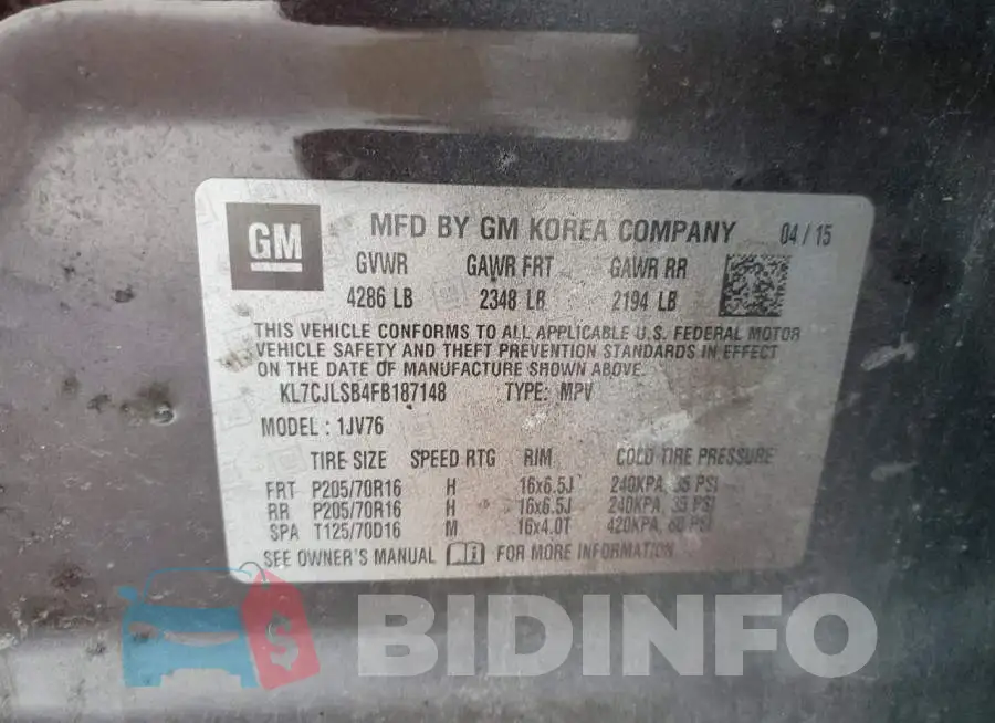 KL7CJLSB4FB187148 Photo# 13