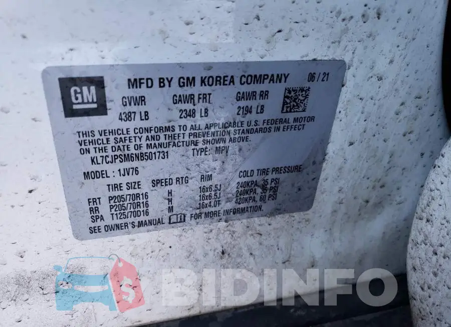 KL7CJPSM6NB501731 Photo# 13